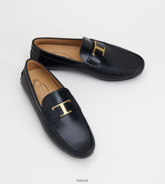 Tod's Men City Gommino Driving Shoes in Leather 602L84767 Black