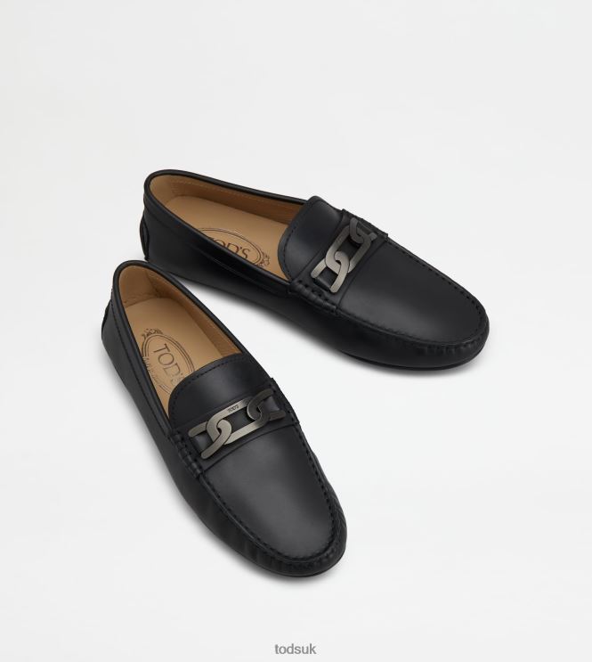 Tod's Men City Gommino Driving Shoes in Leather 602L84768 Black