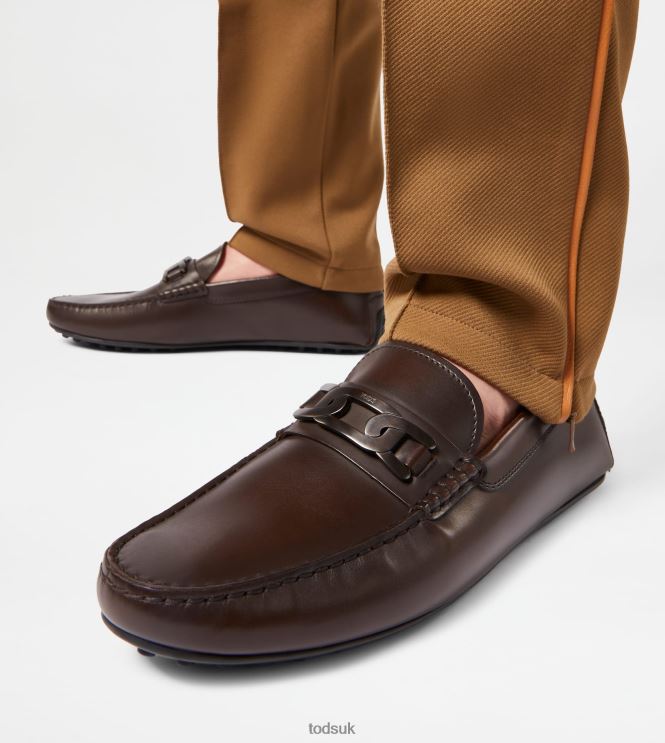 Tod's Men City Gommino Driving Shoes in Leather 602L84769 Brown