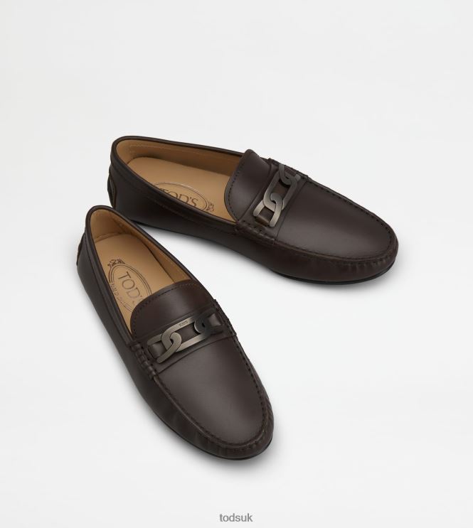 Tod's Men City Gommino Driving Shoes in Leather 602L84769 Brown