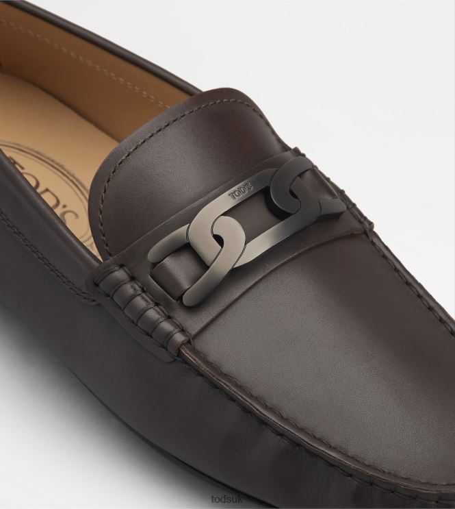 Tod's Men City Gommino Driving Shoes in Leather 602L84769 Brown