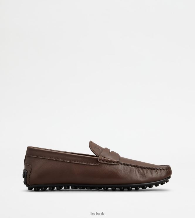 Tod's Men City Gommino Driving Shoes in Leather 602L84771 Brown