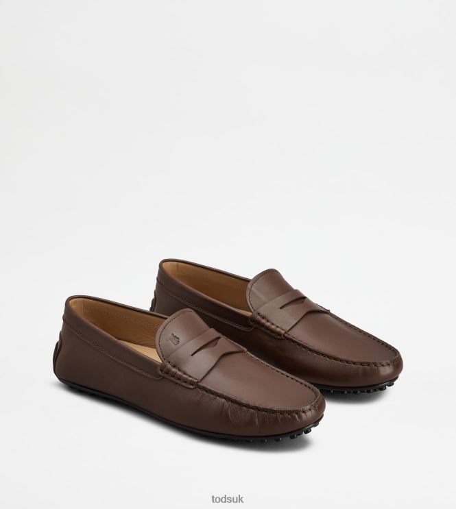 Tod's Men City Gommino Driving Shoes in Leather 602L84771 Brown
