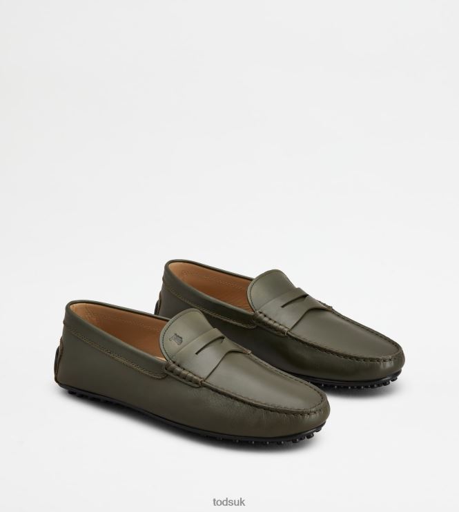 Tod's Men City Gommino Driving Shoes in Leather 602L84772 Green