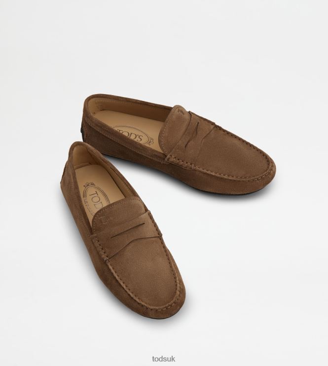 Tod's Men City Gommino Driving Shoes in Suede 602L84694 Brown