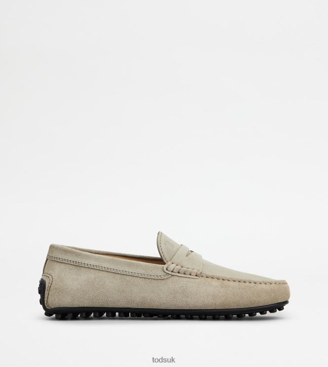 Tod's Men City Gommino Driving Shoes in Suede 602L84753 Beige
