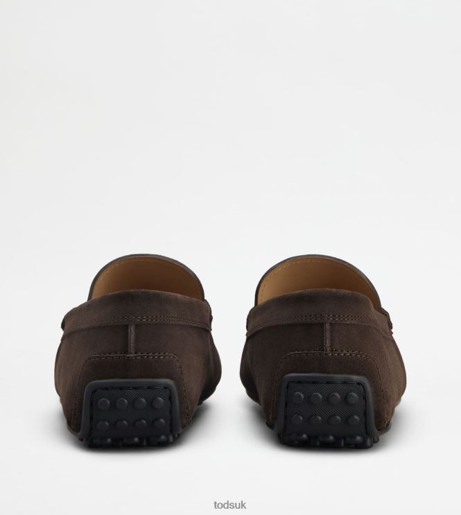 Tod's Men City Gommino Driving Shoes in Suede 602L84755 Brown