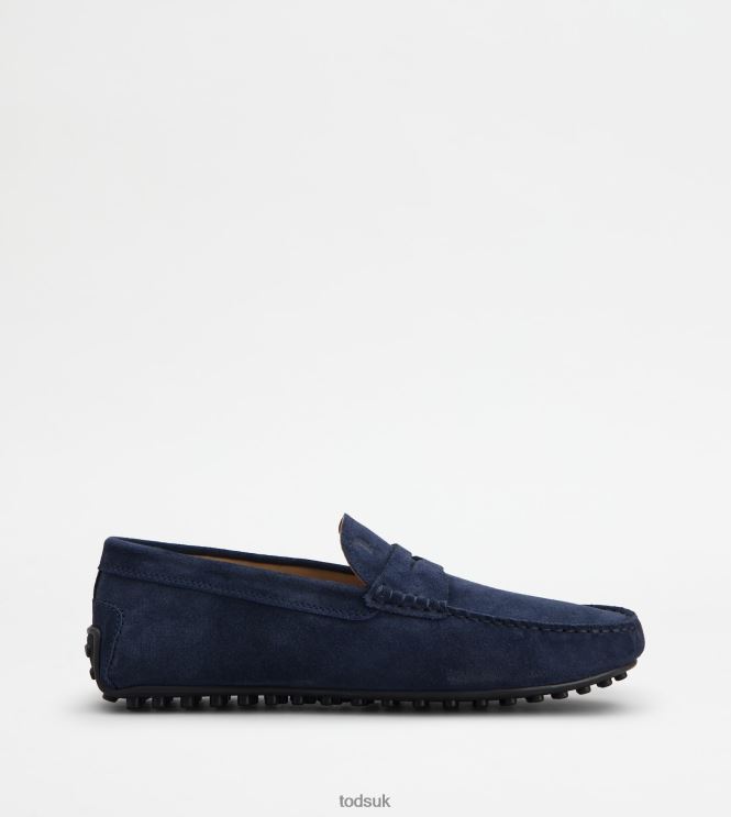 Tod's Men City Gommino Driving Shoes in Suede 602L84756 Blue