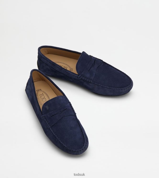 Tod's Men City Gommino Driving Shoes in Suede 602L84756 Blue