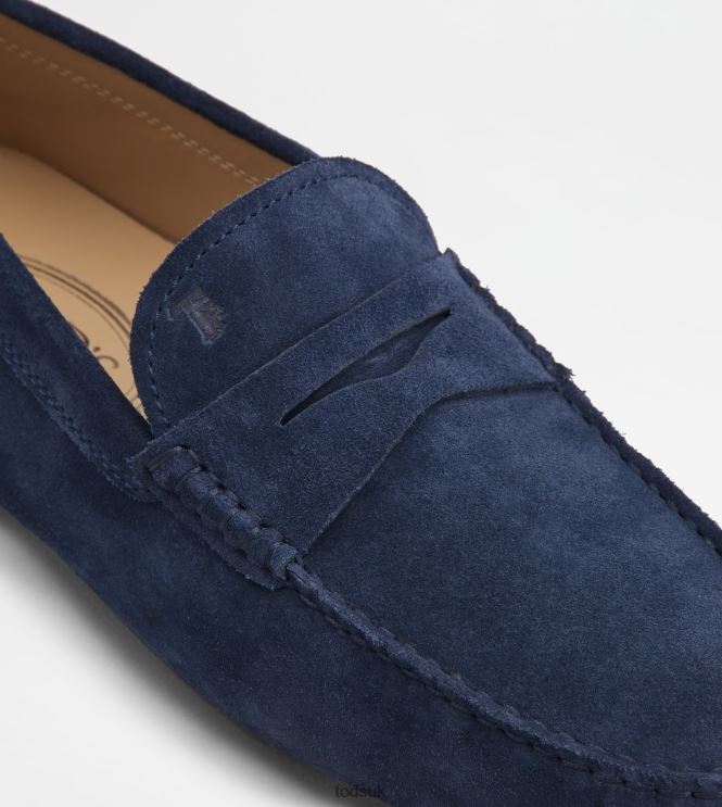Tod's Men City Gommino Driving Shoes in Suede 602L84756 Blue