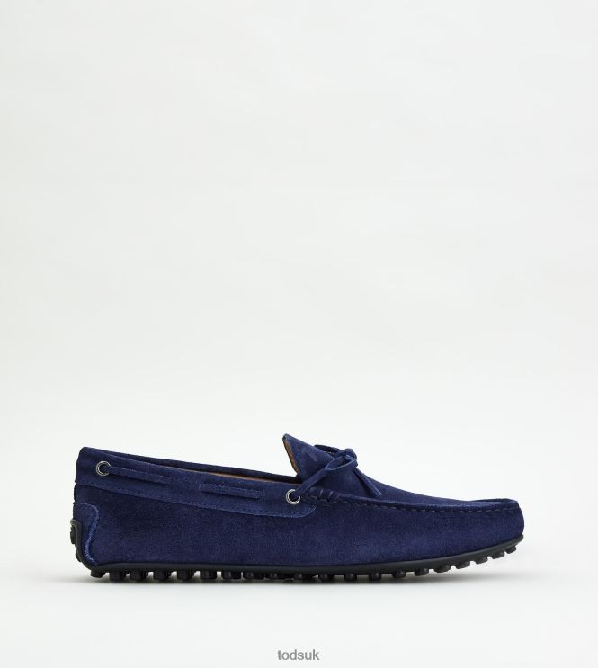 Tod's Men City Gommino Driving Shoes in Suede 602L84758 Blue