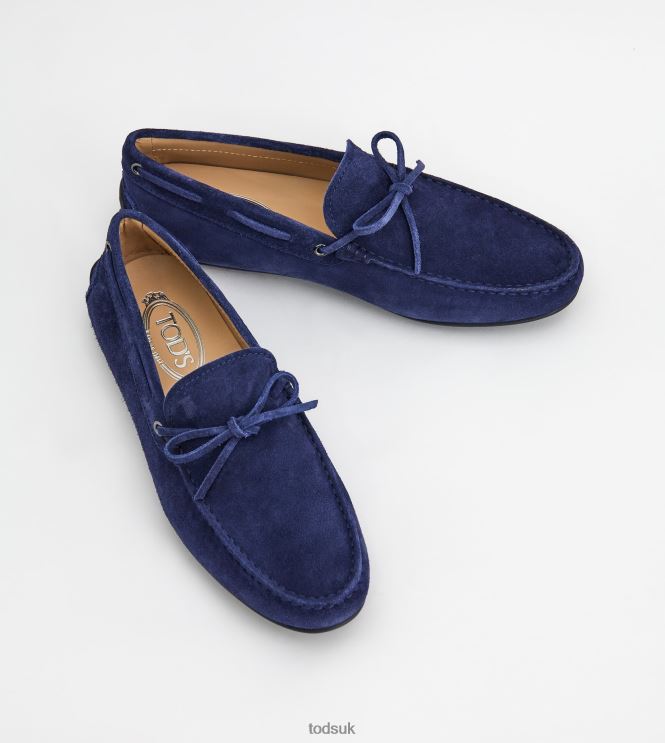 Tod's Men City Gommino Driving Shoes in Suede 602L84758 Blue