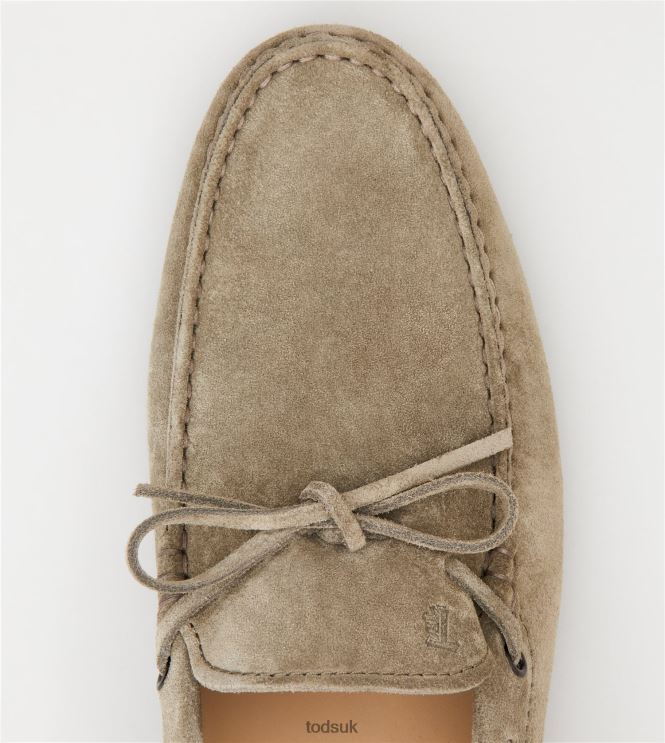 Tod's Men City Gommino Driving Shoes in Suede 602L84759 Beige