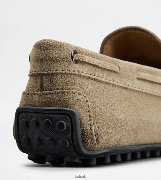 Tod's Men City Gommino Driving Shoes in Suede 602L84759 Beige