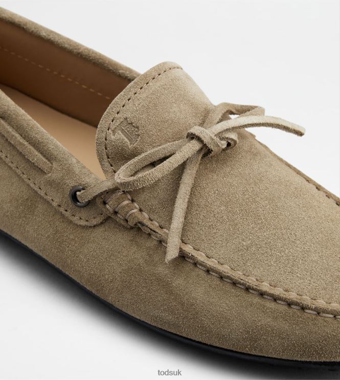 Tod's Men City Gommino Driving Shoes in Suede 602L84759 Beige