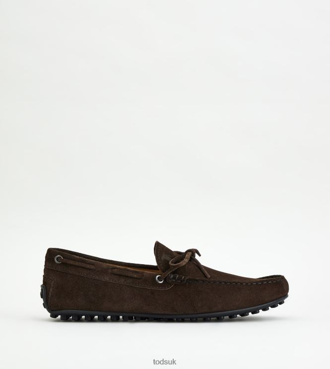 Tod's Men City Gommino Driving Shoes in Suede 602L84760 Brown