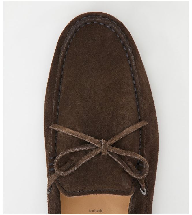 Tod's Men City Gommino Driving Shoes in Suede 602L84760 Brown