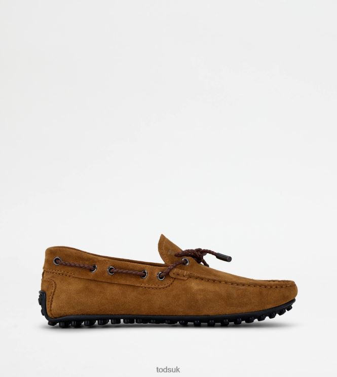 Tod's Men City Gommino Driving Shoes in Suede 602L84779 Brown