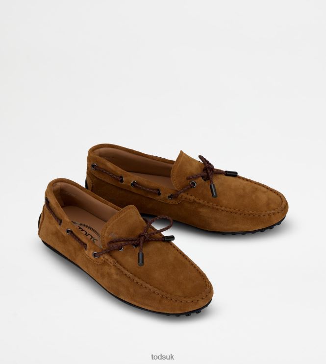 Tod's Men City Gommino Driving Shoes in Suede 602L84779 Brown