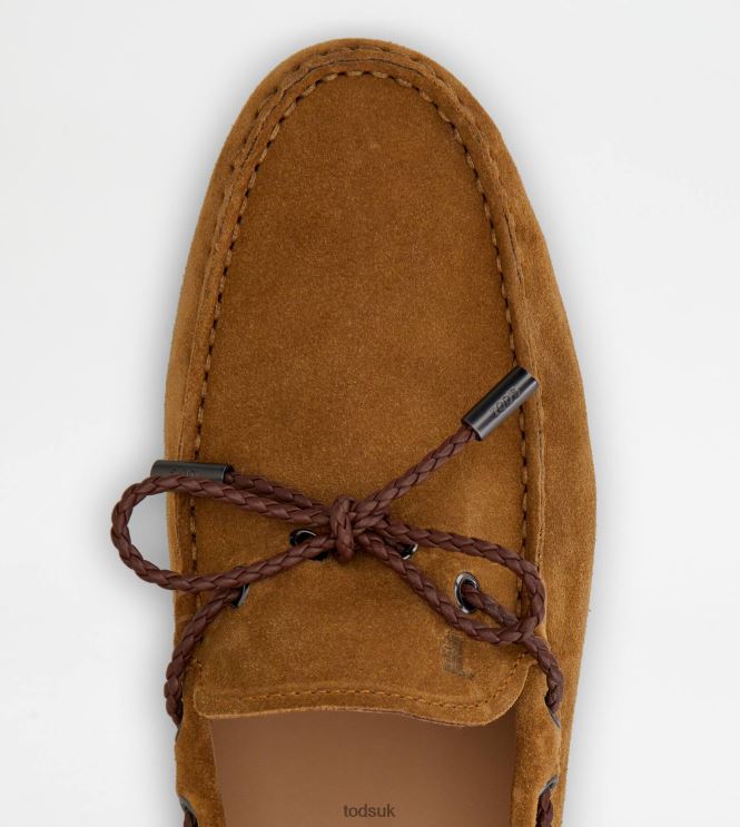 Tod's Men City Gommino Driving Shoes in Suede 602L84779 Brown