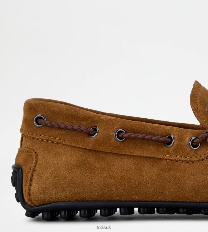 Tod's Men City Gommino Driving Shoes in Suede 602L84779 Brown