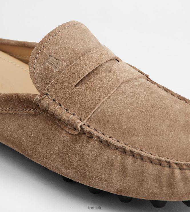 Tod's Men Gommino Bubble Mules in Suede 602L84720 Beige/Black