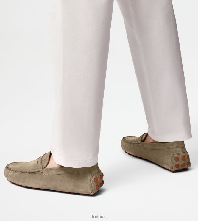 Tod's Men Gommino Bubble in Suede 602L84710 Beige/Orange