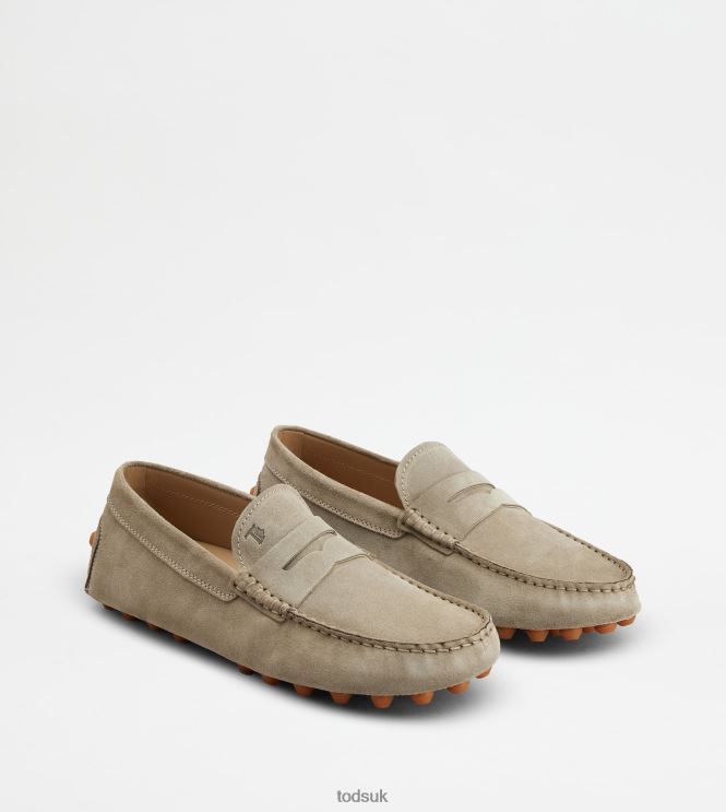 Tod's Men Gommino Bubble in Suede 602L84710 Beige/Orange