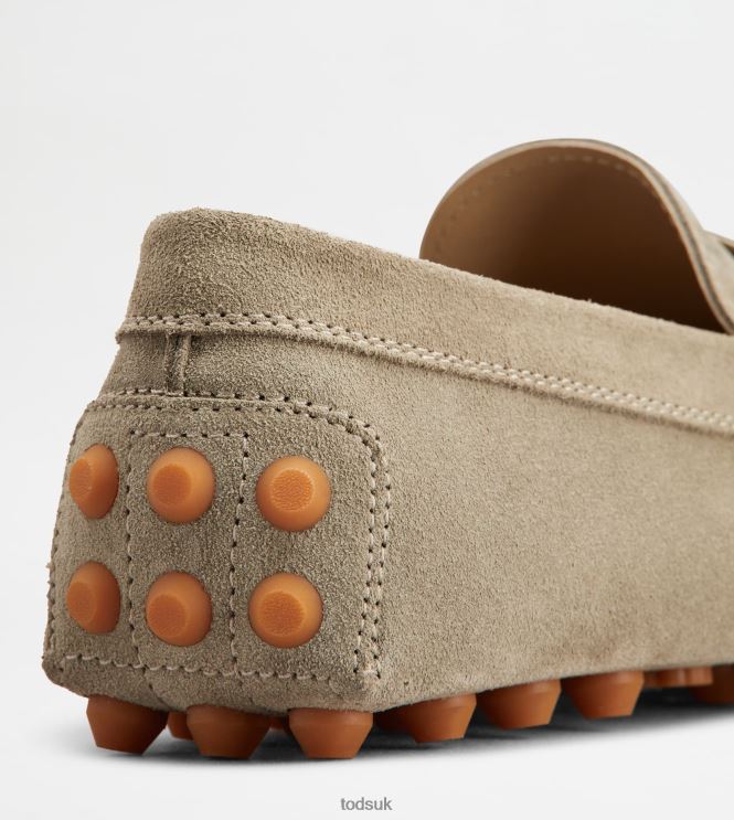 Tod's Men Gommino Bubble in Suede 602L84710 Beige/Orange