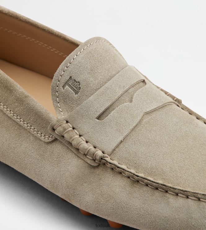 Tod's Men Gommino Bubble in Suede 602L84710 Beige/Orange