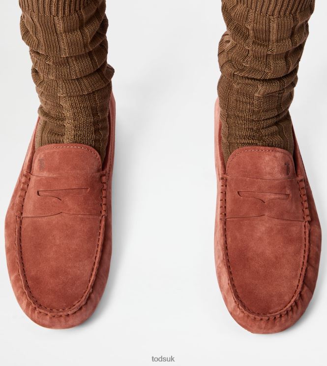 Tod's Men Gommino Bubble in Suede 602L84712 Red/Brown