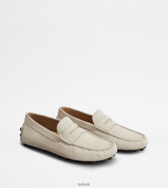 Tod's Men Gommino Bubble in Suede 602L84714 Off White/Black
