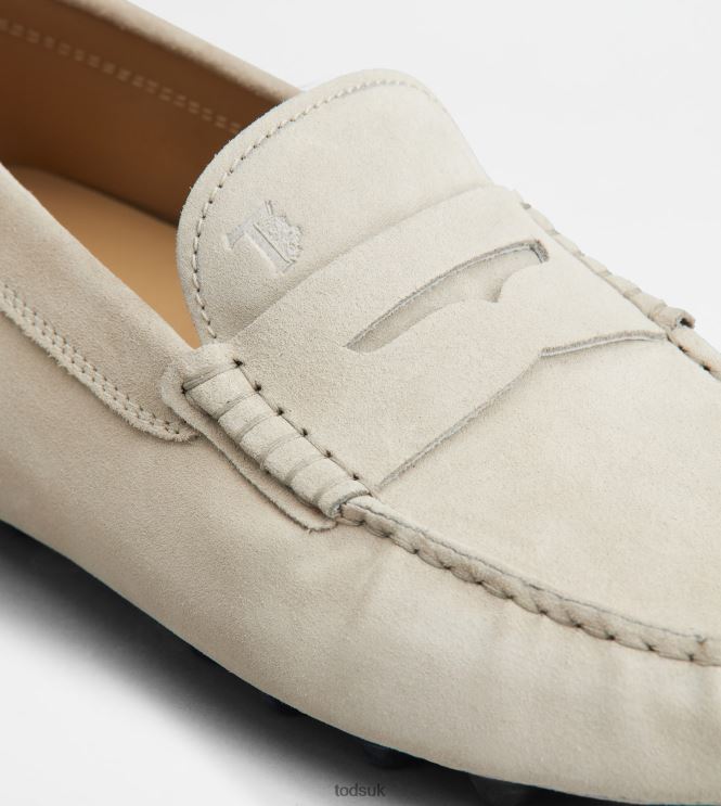 Tod's Men Gommino Bubble in Suede 602L84714 Off White/Black