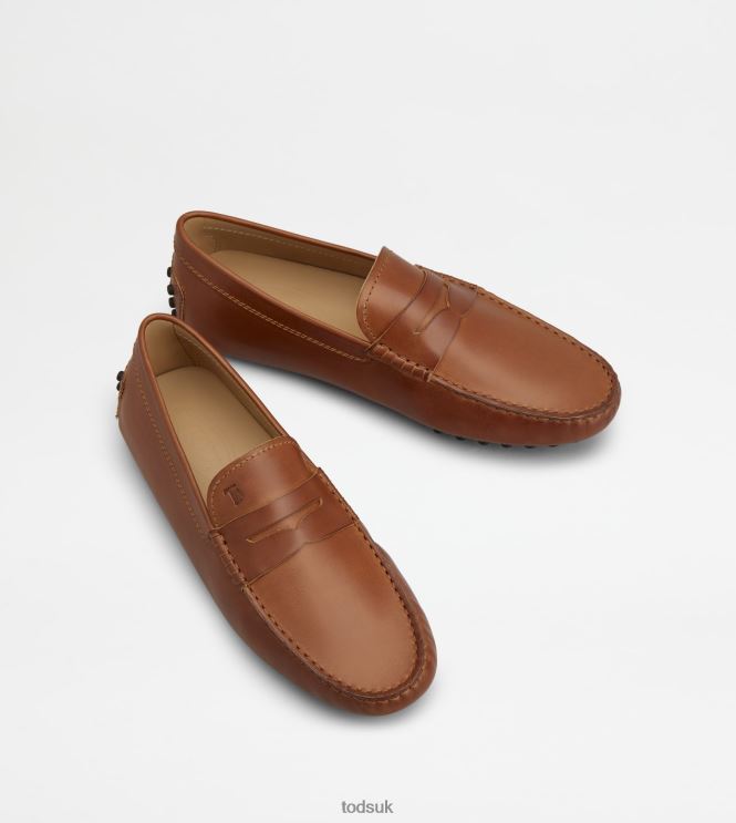 Tod's Men Gommino Driving Shoes in Leather 602L84730 Brown