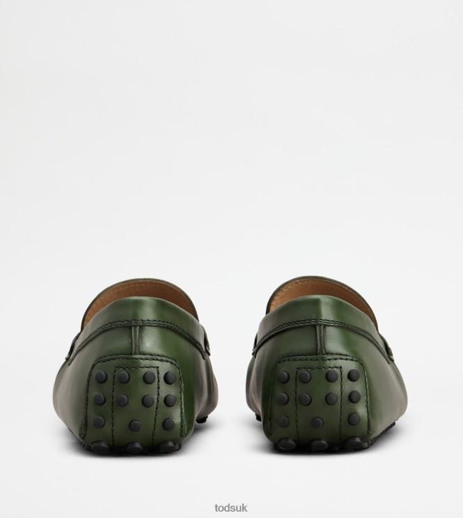 Tod's Men Gommino Driving Shoes in Leather 602L84736 Green