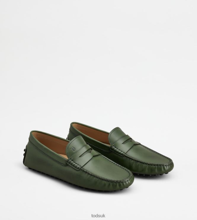 Tod's Men Gommino Driving Shoes in Leather 602L84736 Green