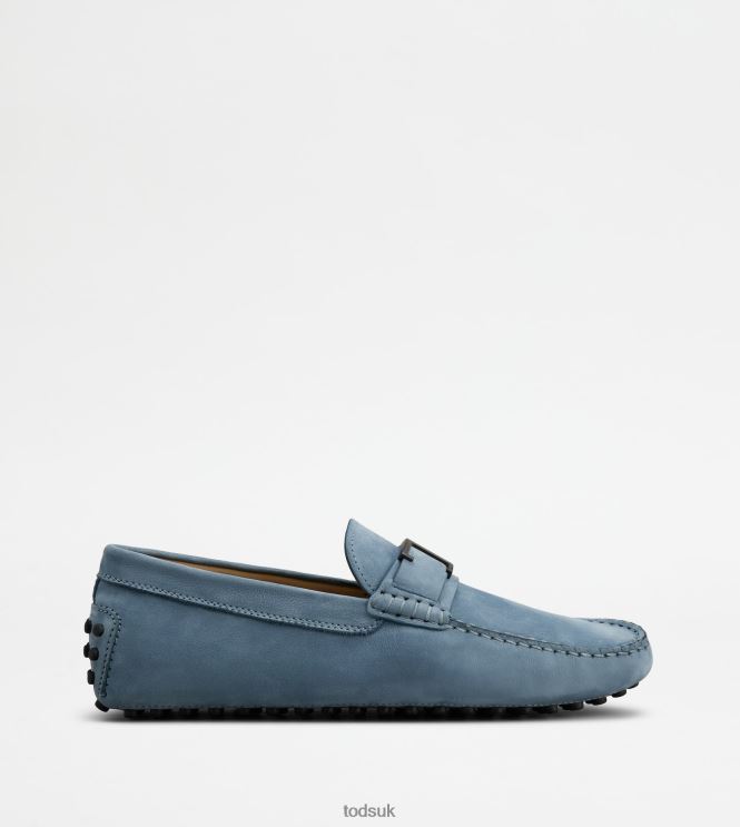 Tod's Men Gommino Driving Shoes in Nubuck 602L84723 Light Blue