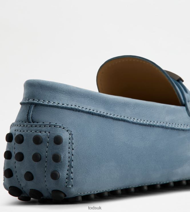 Tod's Men Gommino Driving Shoes in Nubuck 602L84723 Light Blue