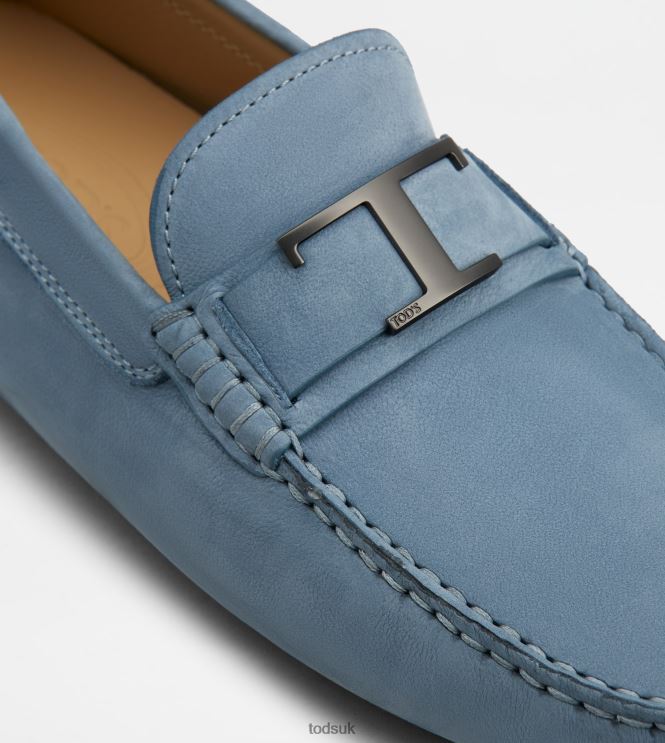 Tod's Men Gommino Driving Shoes in Nubuck 602L84723 Light Blue
