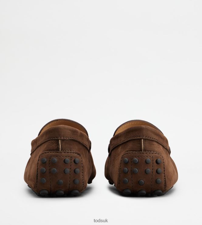 Tod's Men Gommino Driving Shoes in Nubuck 602L84724 Brown