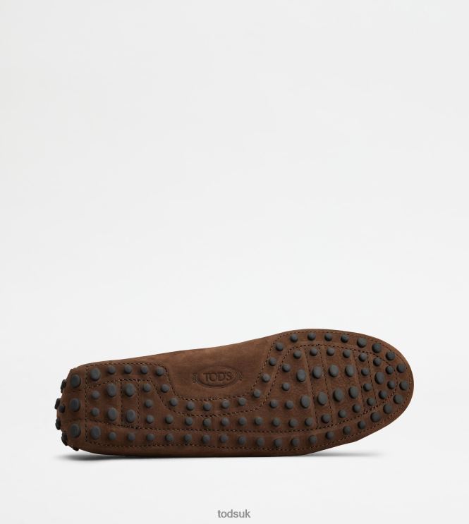 Tod's Men Gommino Driving Shoes in Nubuck 602L84724 Brown