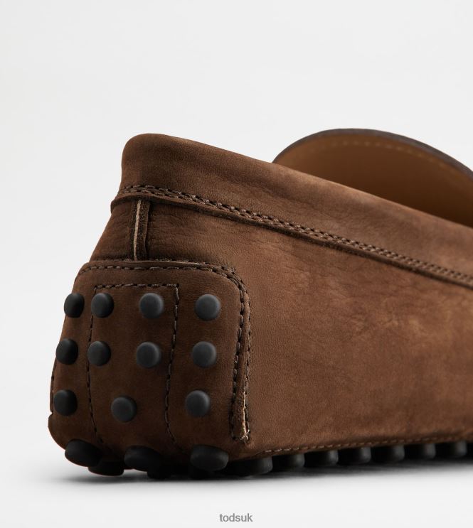 Tod's Men Gommino Driving Shoes in Nubuck 602L84724 Brown