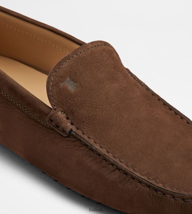 Tod's Men Gommino Driving Shoes in Nubuck 602L84724 Brown