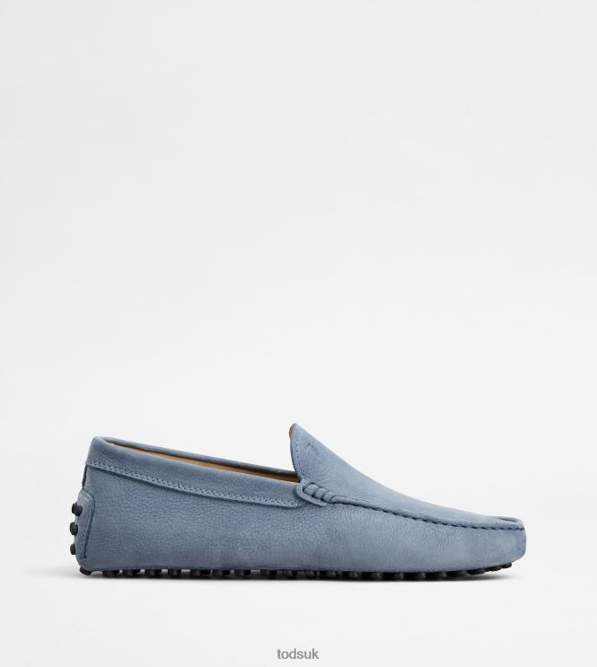 Tod's Men Gommino Driving Shoes in Nubuck 602L84726 Light Blue