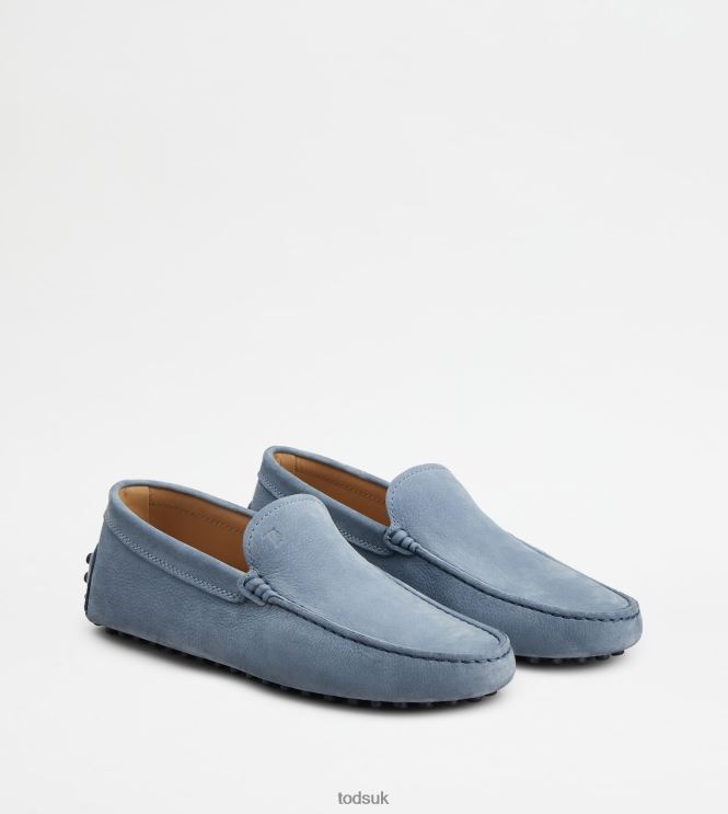 Tod's Men Gommino Driving Shoes in Nubuck 602L84726 Light Blue