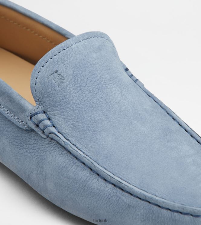 Tod's Men Gommino Driving Shoes in Nubuck 602L84726 Light Blue