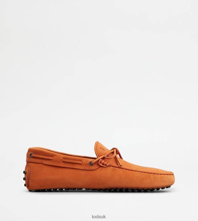 Tod's Men Gommino Driving Shoes in Nubuck 602L84743 Orange