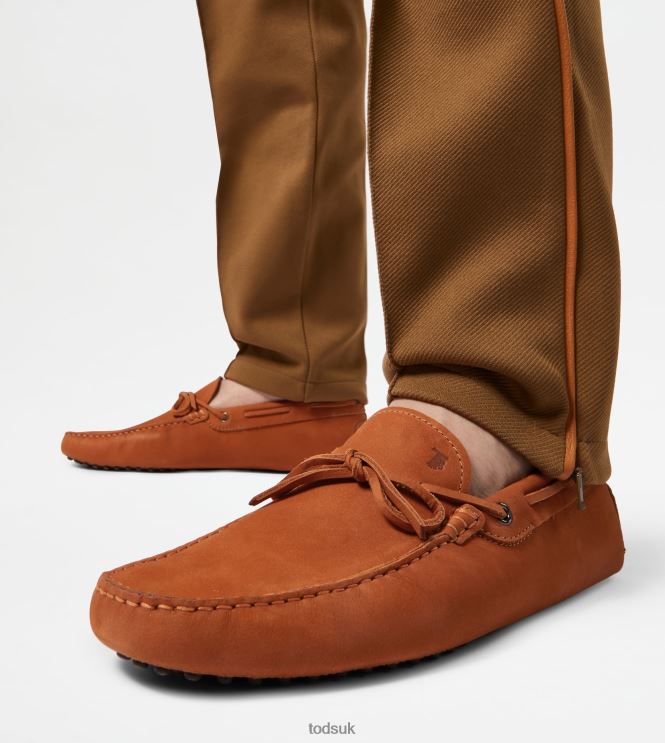 Tod's Men Gommino Driving Shoes in Nubuck 602L84743 Orange