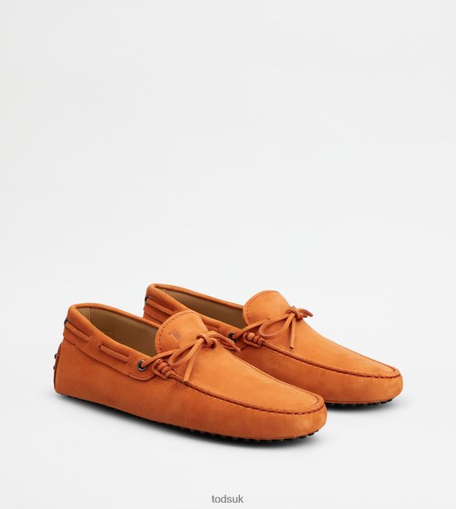 Tod's Men Gommino Driving Shoes in Nubuck 602L84743 Orange