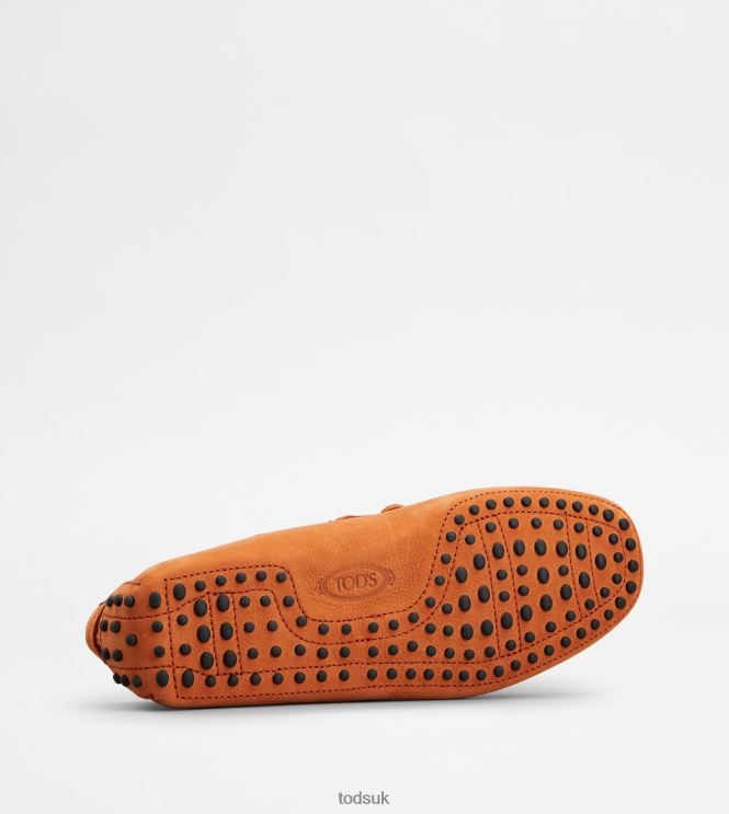 Tod's Men Gommino Driving Shoes in Nubuck 602L84743 Orange